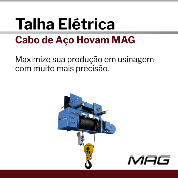 Talha Elétrica de Cabo de Aço Hovam MAG